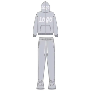 Conjunto Deportivo de Dos Piezas para Mujer con Logotipo Personalizado, Sudadera con Capucha Negra, Pantalones Anchos, Marca Privada OEM Trackstar - Product Image 3