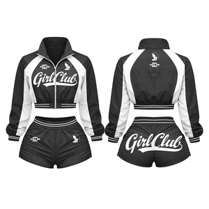 Womens GSM Premium Tricot Windbreaker And Shorts Set Black <b>Purple</b> Contrast Panel Sublimation Breathable Windbreaker Shorts Set - Product Image 4