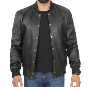 Blouson aviateur en cuir personnalisé pour hommes/Blouson aviateur en cuir à la mode directe d'usine pour hommes - Product Image 3