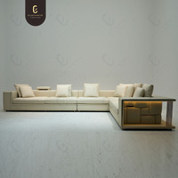 Canapé d'angle de luxe haut de gamme élégant en forme de L, ensemble de meubles modernes blancs pour villa, canapé Elefante en cuir véritable stylé