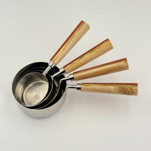 Juego de Tazas y Cucharas Medidoras de Acero Inoxidable de Alta Calidad con Mango de Madera y Resina, de 1.25ml a 250ml, para Hornear - Product Image 4