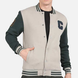 Veste d'université personnalisée OEM pour hommes vente en gros 100% coton col côtelé bouton de manchette Letterman College Baseball Bomber pour l'hiver - Product Image 1