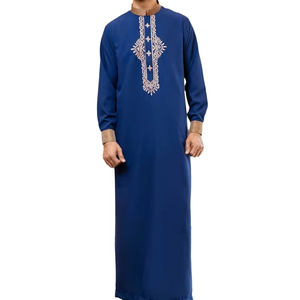 Vente en gros de nouvelles robes arabes pour hommes à manches longues brodées, dernier style, couleurs unies, thobes à manches longues personnalisées - Product Image 1