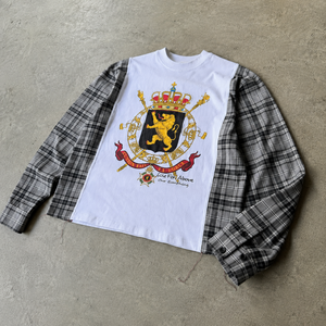 Pull-over décontracté pour homme à col rond et manches longues, en coton jersey de haute qualité, personnalisé, style Y2K, surdimensionné, à carreaux, avec motif imprimé par décharge - Product Image 2
