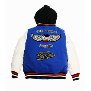 Blouson bombardier universitaire élégant pour hommes de haute qualité en cuir lourd imprimé bouton Design vêtements d'hiver à la mode capuche à motif de lettres - Product Image 2