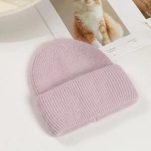 Women's Winter Solid Color <b>Beanie</b> Soft Knit <b>Slouchy</b> Rabbit Fur Cap Casual Outdoor Fashion Aviator Hat - Product Image 4