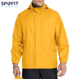 Fabricante al por mayor de color personalizado impermeable a prueba de viento bombardero lluvia chaquetas cierre de cremallera capucha frontal actividades al aire libre - Product Image 1