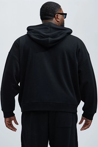 Sudadera con capucha personalizable lavada a la piedra con estampado de serigrafía de gran tamaño y cremallera bidireccional boxy fit Y2K streetwear para hombres - Product Image 4