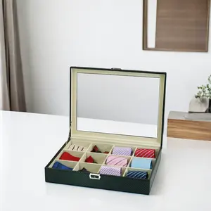 Caixa de exibição com fivela de cinto de couro para caixas de joias com 12 gravata personalizada Sonny