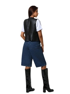 Chaleco de Cuero PU Negro Holgado Informal Vintage para Mujer, Estilo Minimalista Otoño Invierno para Uso Diario, Chaqueta sin Mangas con Cuello en V - Product Image 6