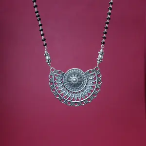 Collier pendentif en argent oxydé pour femmes, rhodié, or blanc, diamant, perle, bijoux tendance, collier de déclaration pour fiançailles - Product Image 2