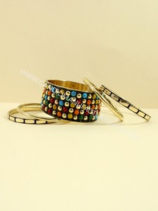 Perfectly Handmade <b>Bangles</b> Set <b>Glass</b> and Brass <b>Bangles</b> Set Indian <b>Bangles</b> Set for Women Fashion From India - Product Image 3