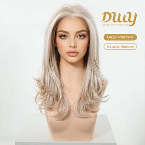 Lainey H-NEW Light Brown <b>Wig</b> 134 Free Parting Hand-Tied Top Top Middle Length with Glueless Synthetic Features Dwy 134 Color - Product Image 2