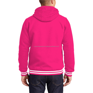 Slim Fit Cotton Fleece Varsity <b>Jacket</b> for <b>Men</b> with Modern Ribbed Trim and Casual Athletic Style - Product Image 2