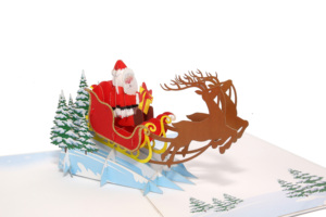 Ventas a granel Artesanía 3D Popup Santa Claus Paper Craft Fairy Style Tarjeta de felicitación de Navidad con 'Feliz Navidad' - Product Image 5