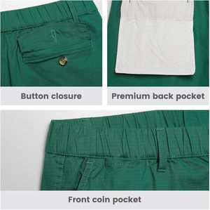 Shorts décontractés en coton pour homme, coupe classique, taille élastique avec plusieurs poches, pour un usage quotidien, marche, tenue d'été - Product Image 4