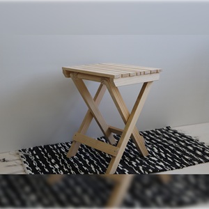 WELL HOME Taburete de Pescador de Madera Sin Barnizar, Silla de Jardín 33x22x36 cm - Product Image 5