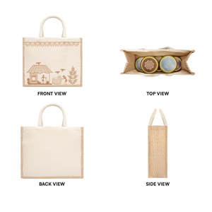 Sac fourre-tout de luxe en coton, brodé, motif artisanal traditionnel, personnalisable avec logo, portable, lavable et réutilisable - Product Image 2