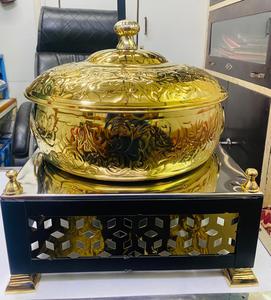 Round Gold Visible Top Chaffing Dishes Buffet Set Stainless Steel for Restaurant Catering Buffet Gold <b>Saving</b> Dish Food Warmer - Product Image 5