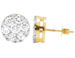 Boucles d'oreilles en grappe florale en or massif 10 carats avec des diamants de laboratoire parfaits pour le mariage - Product Image 3