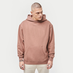 Sweat à capuche en coton épais pour hommes de luxe surdimensionné conçu sur mesure Logo brodé épais tissu français teint uni pour l'hiver - Product Image 2