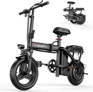 Bicicleta Eléctrica de Alta Calidad para Adultos y Adolescentes, Plegable, con Potencia Máxima de 800-1200W, Velocidad de 22,25 MPH y Autonomía de 30-45 Millas, 14 Pulgadas - Product Image 1