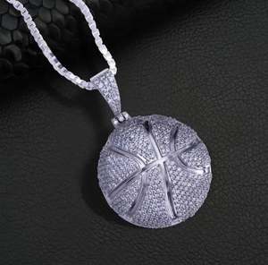 Collier de basket-ball serti de pierres, pendentif pour femme, moissanite, brillant, certifié IGI, 45 g, argent sterling 925, cadeau pour les amateurs de sport - Product Image 3