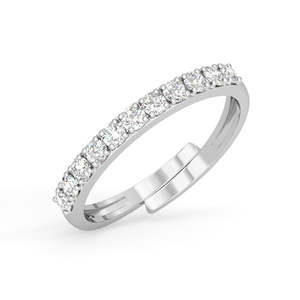 925 Sterling Silver Diamond Classic <b>Adjustable</b> <b>Ring</b>-CLARA Minimalist Style - Product Image 1
