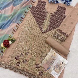 Elegante Heavy Georgette Top Organza Dupatta Latkan Charm Nuevo lanzamiento Multi-Thread Jari Work Shalwar Kameez Estilo indio pakistaní - Product Image 1