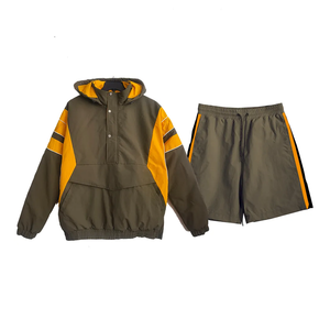 Unisex Lightweight Nylon Windbreaker Fitness <b>Jacket</b> with Hood Zipper Printed Casual Outdoor Summer Wear Short Set for Men Women - Product Image 3