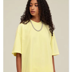 Camiseta de hombre de algodón 100% de Color sólido con logotipo personalizable 305G Heavy Drop Shoulder Streetwear camiseta para hombre - Product Image 2