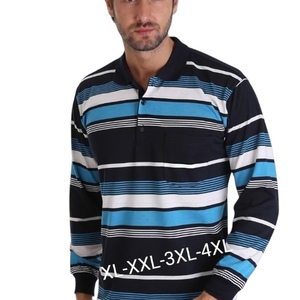 เสื้อยืดแขนยาวลายทางทรงปกติสำหรับผู้ชาย เสื้อผ้าลำลองสำหรับออกกำลังกาย ผ้าถัก ระบายอากาศได้ดี นุ่ม สบาย คุณภาพดี พิมพ์ลาย - Product Image 1