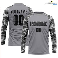Uniforme de Fútbol Personalizado con Transferencia Térmica en Gris y Negro-Camuflaje, Logotipo Personalizado, Nombre del Equipo, Cuello Transpirable, Unisex para Adultos