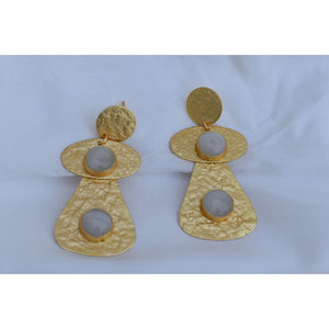 Trending Beautiful fashion handmade golden matte finishing stone <b>hoop</b> stud earing <b>for</b> girls and women - Product Image 1