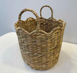 Panier rond en jacinthe d'eau de luxe écologique - Rangement polyvalent - Product Image 4