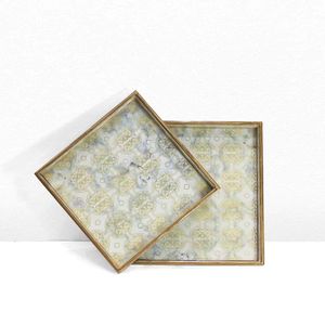 Antiguo decorativo oro esmalte impreso pájaro madera decoración servir bandeja conjunto para el hogar Hotel restaurante para Ramadán bandeja decorativa - Product Image 3