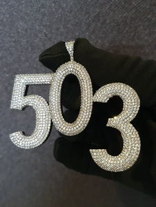 Pendentif numéro 503 en argent glacé, diamant moissanite VVS, collier hip hop, charme - Product Image 3