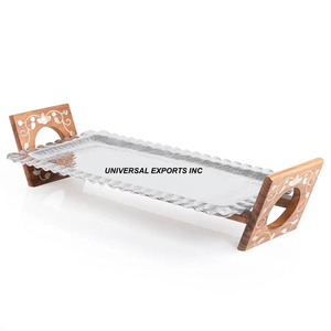 Stainless Steel Elegant Decorative Handmade Chocolate <b>Tray</b> <b>with</b> <b>Handle</b> Rectangle Shape Multi-functional Customized Size - Product Image 3