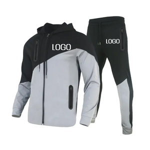 .. Ensemble de survêtement décontracté pour hommes Veste deux pièces à fermeture éclair complète avec pantalon Tenue légère pour la course à pied et l'usure quotidienne - Product Image 6