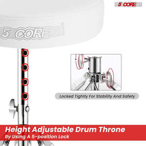 Taburete de Batería de 5 Núcleos con Asiento Acolchado de Espuma Viscoelástica de 3 Pulgadas de Grosor, Cómodo, Capacidad de 200 Libras, Ajustable - Product Image 6