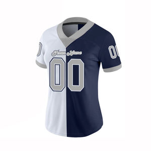 American <b>Football</b> Shirt Polyester Made <b>White</b> And Navy Blue Color Youth American <b>Football</b> Mesh Jersey For Club Training - Product Image 2