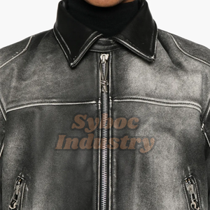 Veste en cuir de moto de nuit pour hommes nouveau Vintage Wax Biker Style doux mouton Racer veste en cuir de moto pour motard - Product Image 4