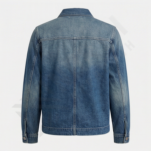 Nouveautés Veste en jean d'hiver pour homme de haute qualité Col montant Logo avant Déchiré Lavé Style streetwear tendance - Product Image 2