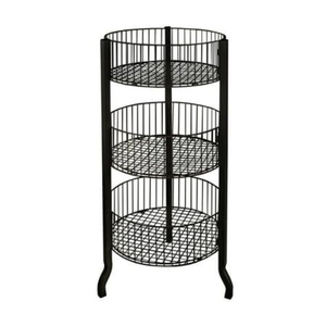 Standing 3-Tier Iron Wire Storage <b>Basket</b> Custom Shaped Metal Fruit & Vegetable Rack with Black Finish Best Sale Prices - Product Image 1