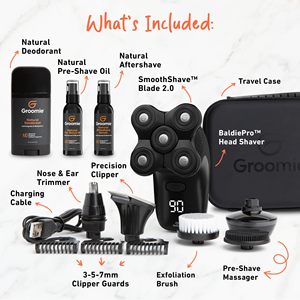 Afeitadora Eléctrica Todo en Uno para Hombres Calvos, IPX7, Aceite Pre-Afeitado, Desodorante Post-Afeitado, para Uso en Autocaravanas, Estuche de Viaje - Product Image 3