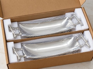 Plat de service en acier inoxydable en forme de bateau avec poignées en forme de branche, ensemble de bols durables pour la décoration de la maison - Product Image 4