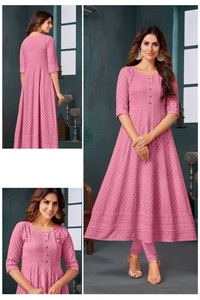 Vendita <span class=keywords><strong>Online</strong></span> di nuovi <span class=keywords><strong>abiti</strong></span> intrecciati lavabili Casual in seta di Rayon Kurtis - Product Image 5