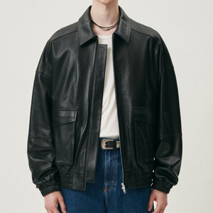 Vestes en cuir pour hommes en gros, vierges, col montant, mode, coupe-vent, moto, haute qualité, décontractées - Product Image 1