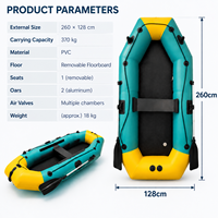 Bateau gonflable portable en PVC avec pagaie en aluminium, siège amovible et sac de transport pour la pêche, le camping et les activités nautiques