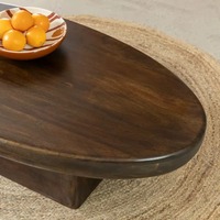 Nouvelle Table Basse Ovale Moderne 2026 en Bois de Mangue Massif Écologique et Durable pour Salon, Portable et Facile à Nettoyer